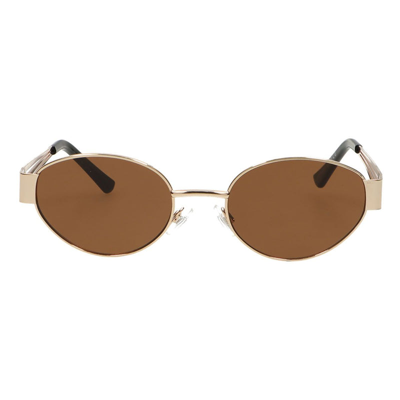 Afbeelding laden in galerijviewer, Spectrum zonnebril retro oval metaal bruin glas
