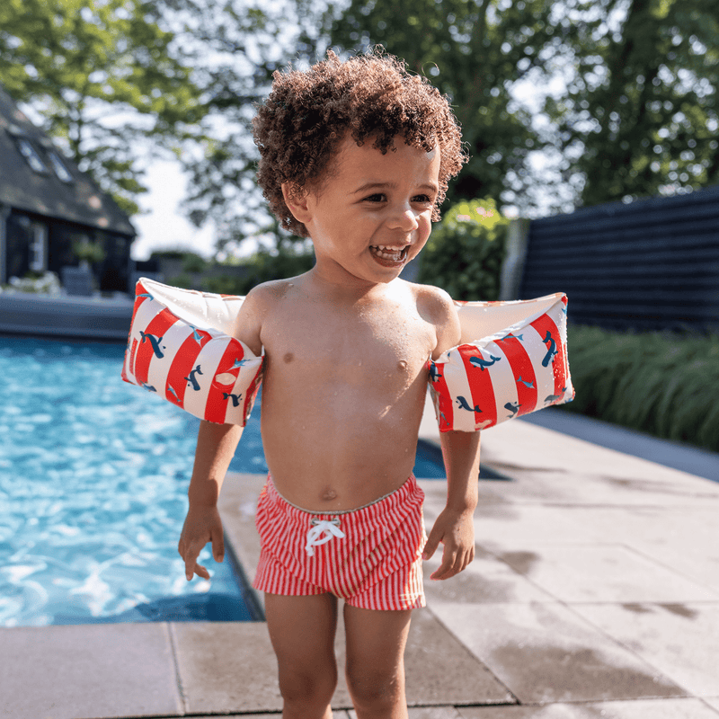 Afbeelding laden in galerijviewer, Ocean stripes | rood witte zwembandjes 0-2 jaar
