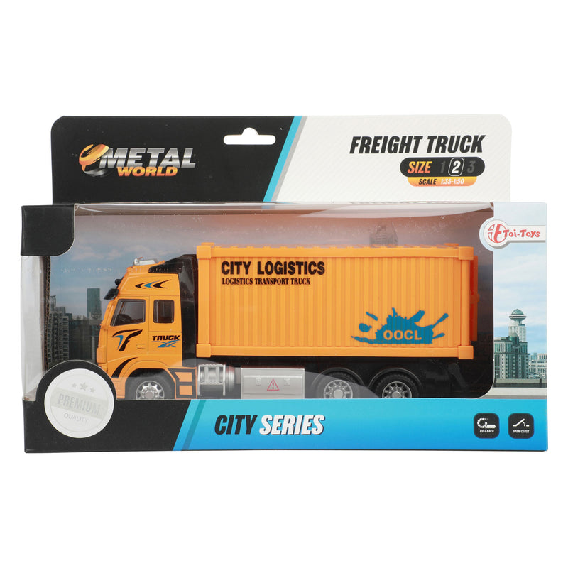 Afbeelding laden in galerijviewer, Toi-Toys Metal Pull-back Container Vrachtwagen 1:38
