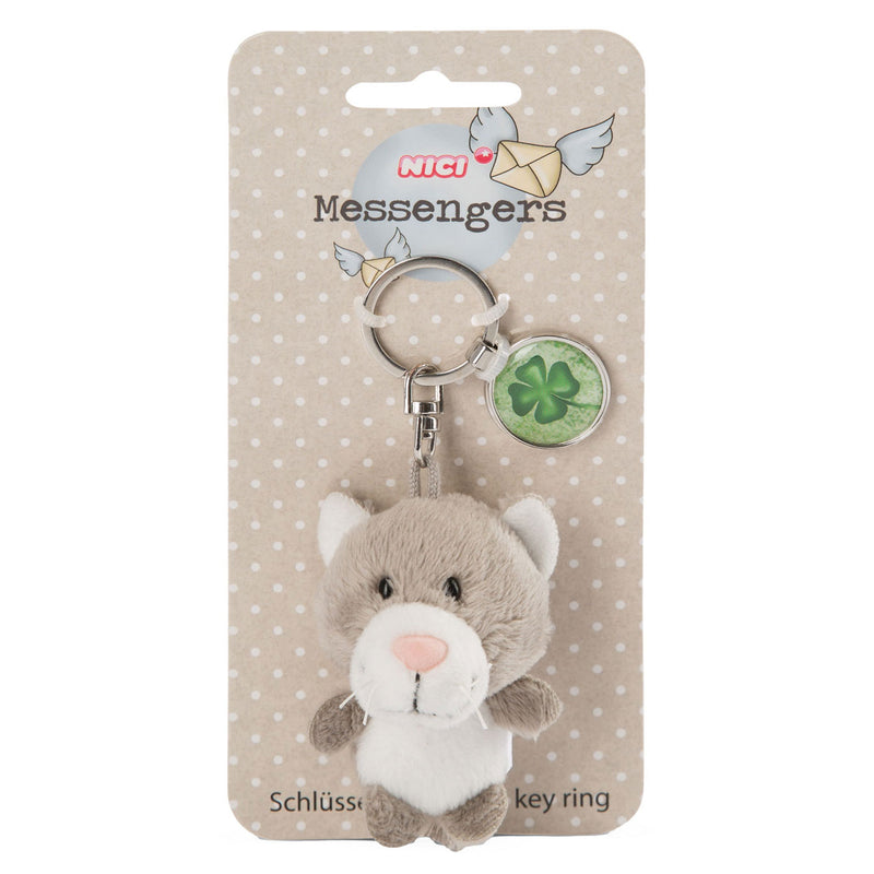 Afbeelding laden in galerijviewer, Nici Pluchen Sleutelhanger Kat met Klaverblad, 7cm

