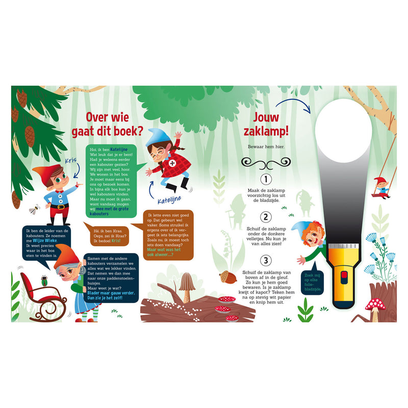Afbeelding laden in galerijviewer, Lantaarn Publishers Speuren in het Kabouterbos + kartonnen zaklamp

