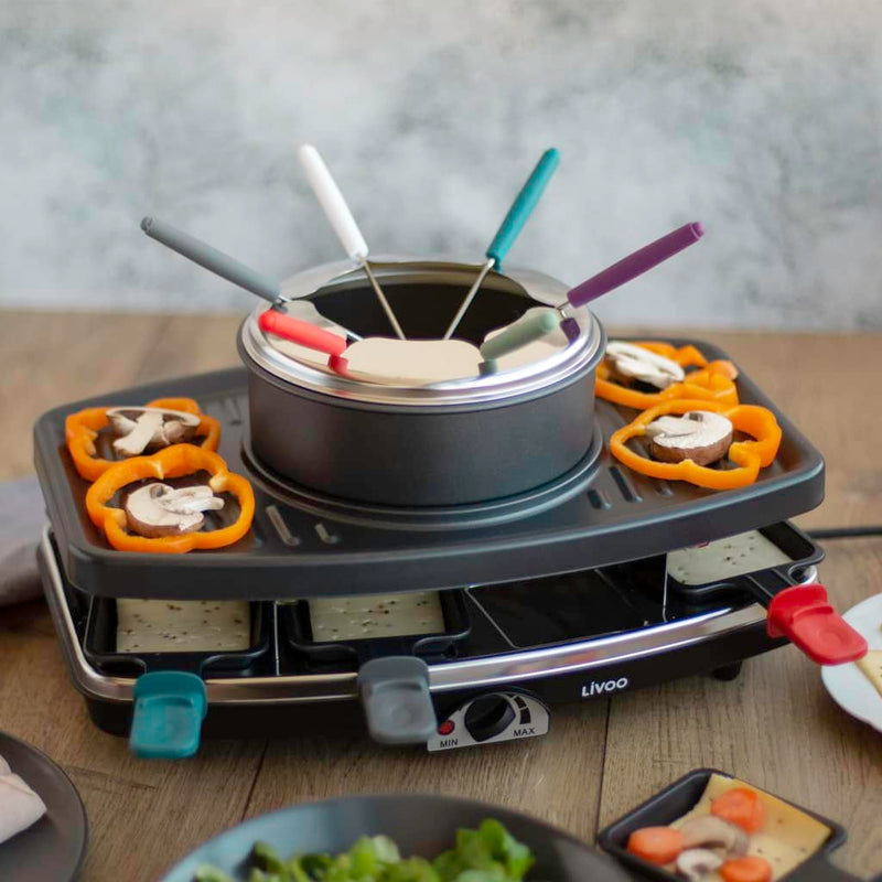 Afbeelding laden in galerijviewer, Livoo Livoo Gourmetstel, grillplaat en fondueset 3-in-1 8 personen 1100 W
