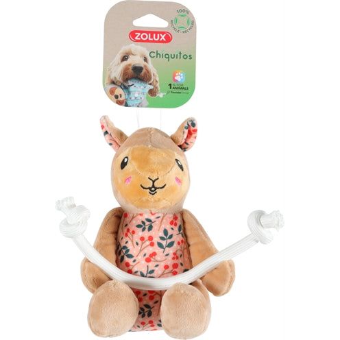 Afbeelding laden in galerijviewer, Zolux Chiquitos pluche lama met touw gerecycled

