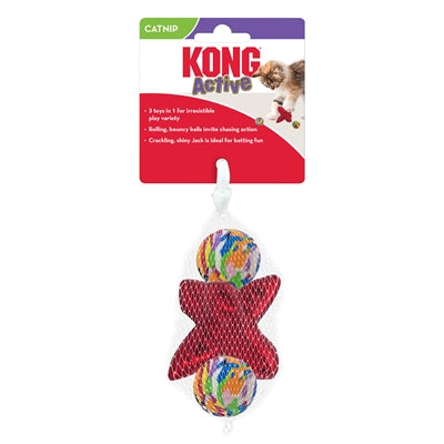 Afbeelding laden in galerijviewer, Kong Cat active jacks stuiterbal multipack met catnip rood
