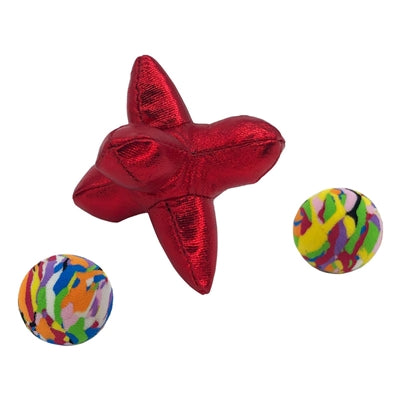 Afbeelding laden in galerijviewer, Kong Cat active jacks stuiterbal multipack met catnip rood
