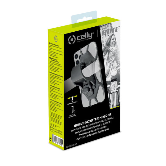 Celly swipebike - telefoonhouder fiets - swipe-up en face-id functies - grijs