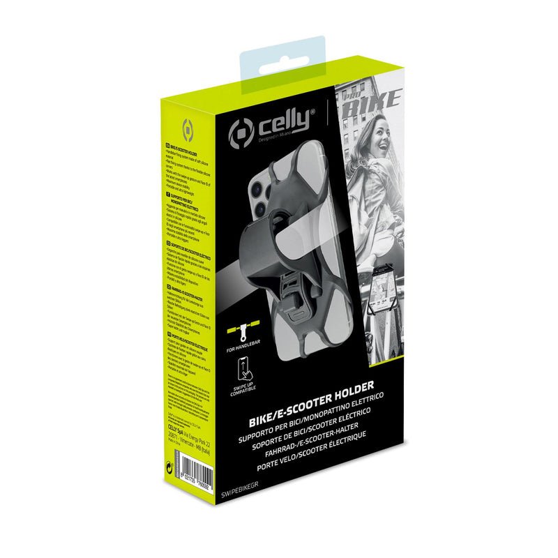 Afbeelding laden in galerijviewer, Celly swipebike - telefoonhouder fiets - swipe-up en face-id functies - grijs
