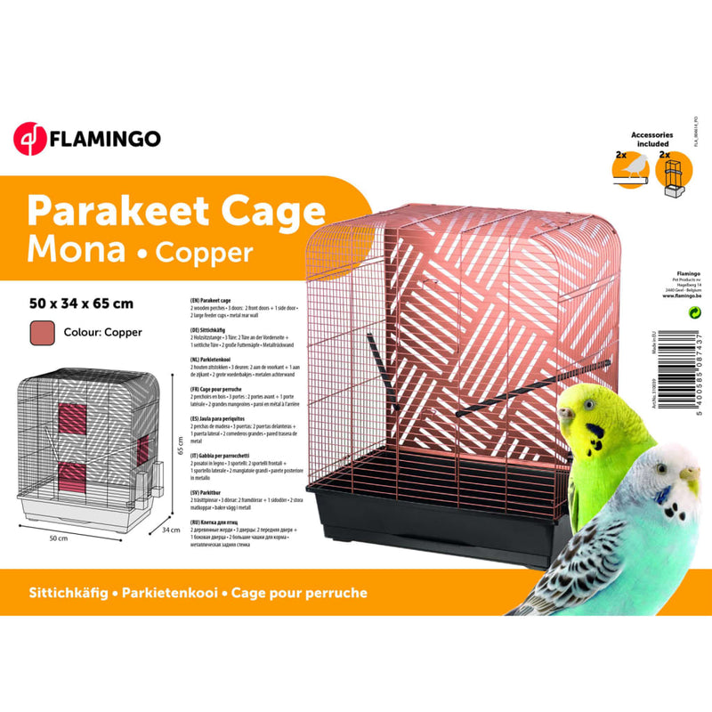 Afbeelding laden in galerijviewer, FLAMINGO FLAMINGO Grasparkietenkooi Mona 50x34x65 cm koperkleurig
