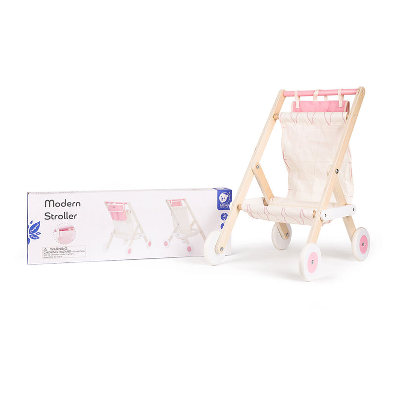 Afbeelding laden in galerijviewer, Classic World World Houten Poppenbuggy Wit Roze
