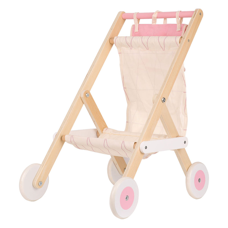 Afbeelding laden in galerijviewer, Classic World World Houten Poppenbuggy Wit Roze
