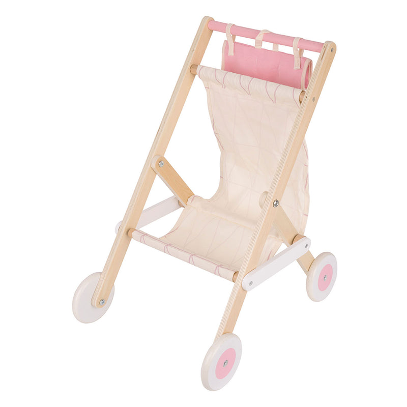 Afbeelding laden in galerijviewer, Classic World World Houten Poppenbuggy Wit Roze
