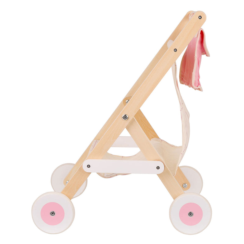 Afbeelding laden in galerijviewer, Classic World World Houten Poppenbuggy Wit Roze
