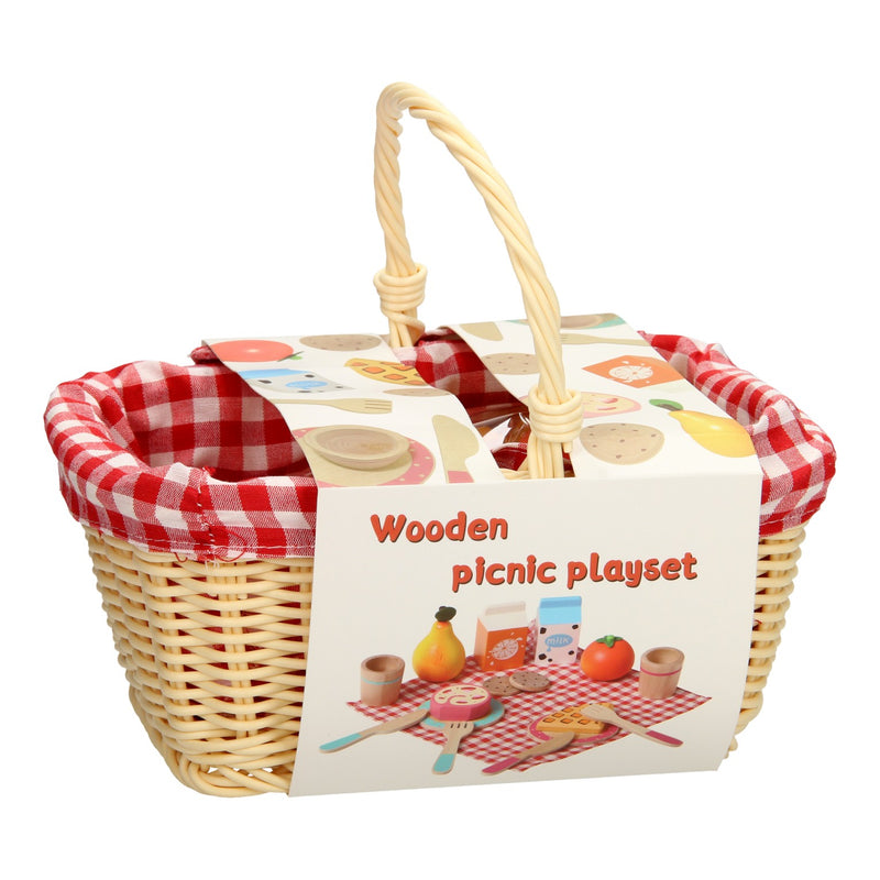 Afbeelding laden in galerijviewer, Pic Houten Picknickset in Draagmand
