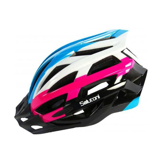 Salutoni Dames Fietshelm Blauww Wit Roze 58-61 cm
