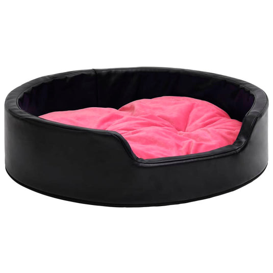 VidaXL Hondenmand 99x89x21 cm pluche en kunstleer zwart en roze