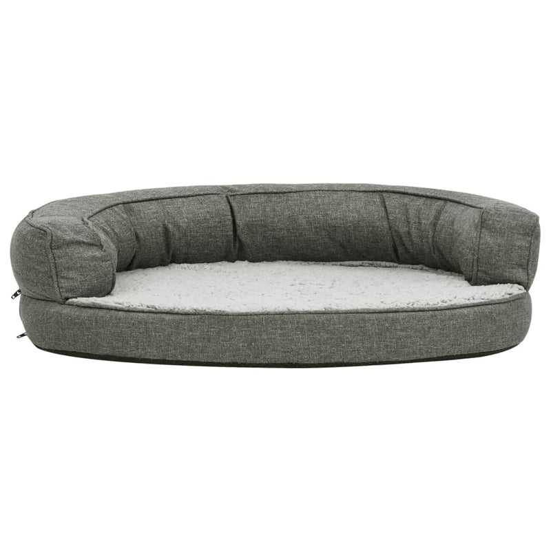 Afbeelding laden in galerijviewer, VidaXL Hondenbed ergonomisch linnen-look 75x53 cm fleece grijs
