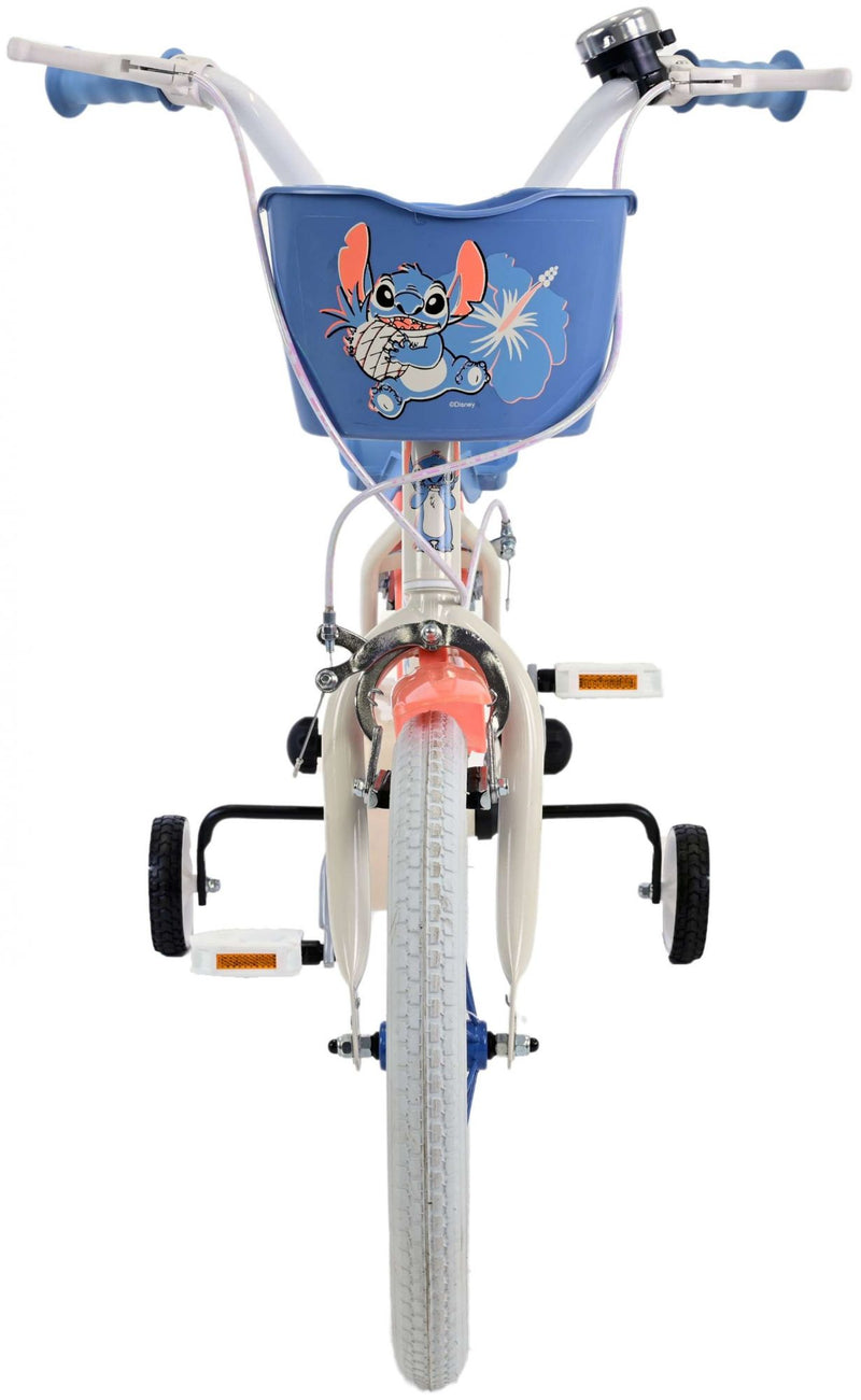 Afbeelding laden in galerijviewer, Stitch Stitch Kinderfiets Meisjes 16 inch Creme Koraal Blauw Twee handremmen
