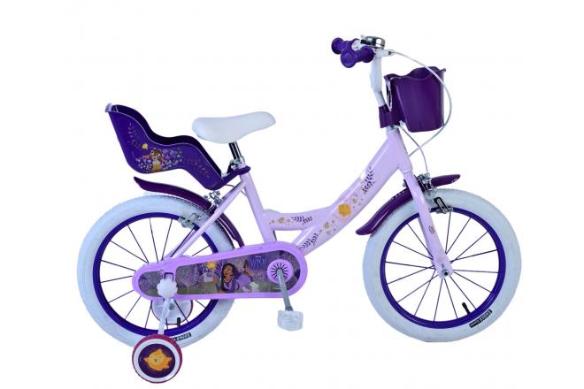 Afbeelding laden in galerijviewer, Wish Wish Wish Kinderfiets Meisjes 16 inch Paars Twee handremmen
