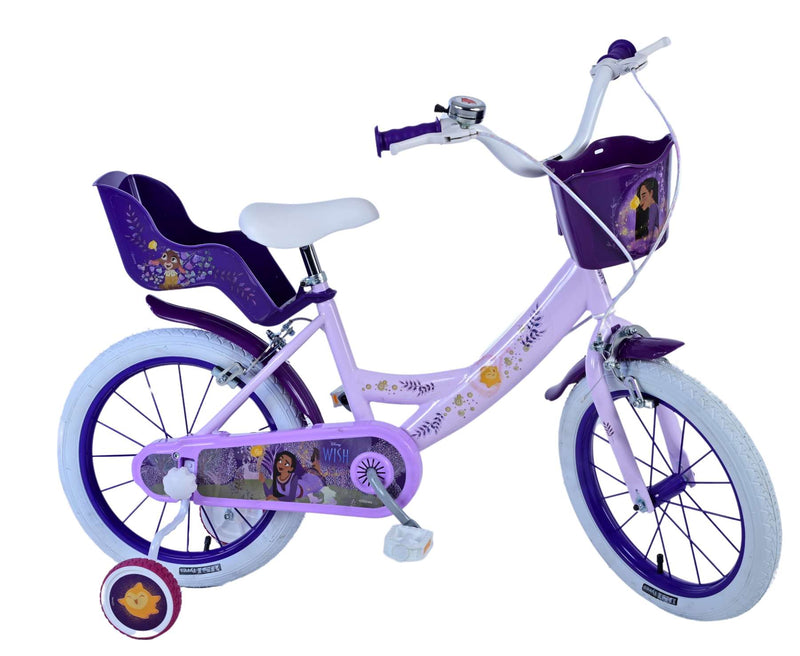 Afbeelding laden in galerijviewer, Wish Wish Wish Kinderfiets Meisjes 16 inch Paars Twee handremmen
