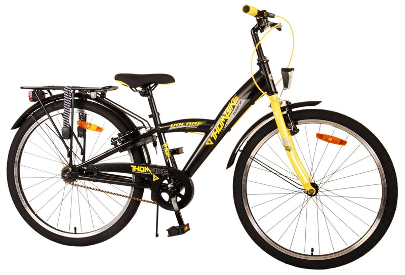 Afbeelding laden in galerijviewer, Volare Thombike Kinderfiets Jongens 24 inch Zwart Geel Twee handremmen
