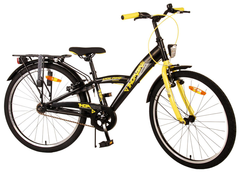 Afbeelding laden in galerijviewer, Volare Thombike Kinderfiets Jongens 24 inch Zwart Geel Twee handremmen
