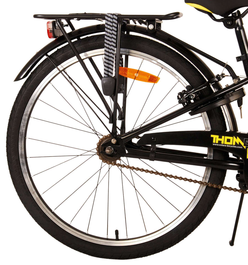 Afbeelding laden in galerijviewer, Volare Thombike Kinderfiets Jongens 24 inch Zwart Geel Twee handremmen
