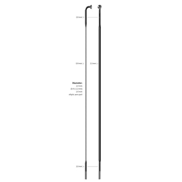 Sapim Spaak 14-232 CX-Ray plat zwart met nippel (20st)