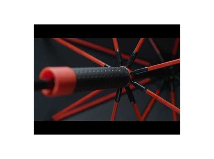 Afbeelding laden in galerijviewer, Impliva STORMaxi stormparaplu 100 cm polyester zwart rood
