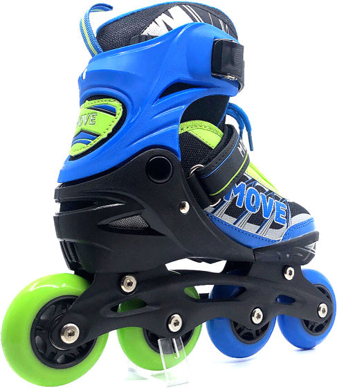 Move Inline skates Fast semi-softboot verstelbaar blauw groen maat 34-37