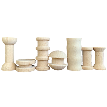 Papoose Toys Papoose Toys Mini Natural Spool Set 49pc