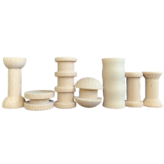 Papoose Toys Papoose Toys Mini Natural Spool Set 49pc