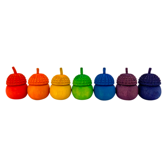 Papoose Toys Papoose Toys Mini Rainbow Acorn Pots 7pc