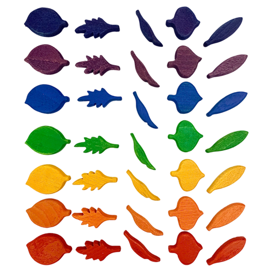 Papoose Toys Papoose Toys Mini Rainbow Leaf Shape 35pc