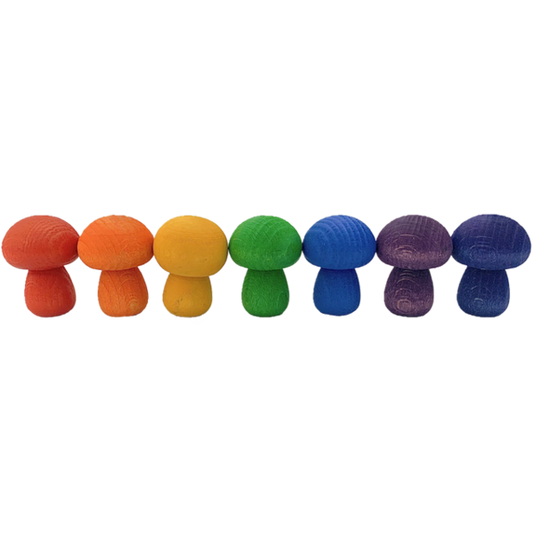 Papoose Toys Papoose Toys Mini Rainbow Mushroom 7pc
