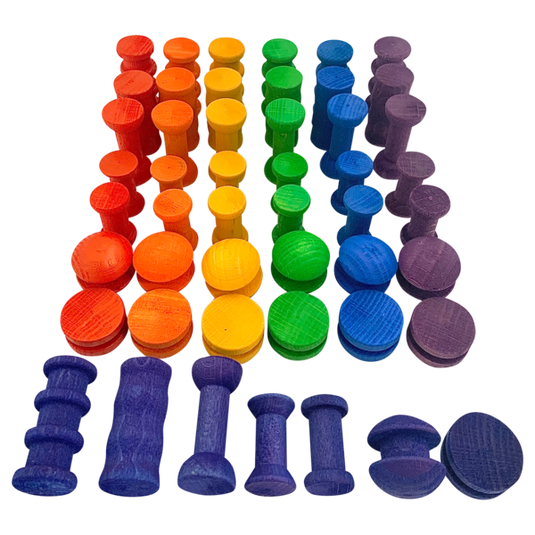 Papoose Toys Papoose Toys Mini Rainbow Spools 49pc