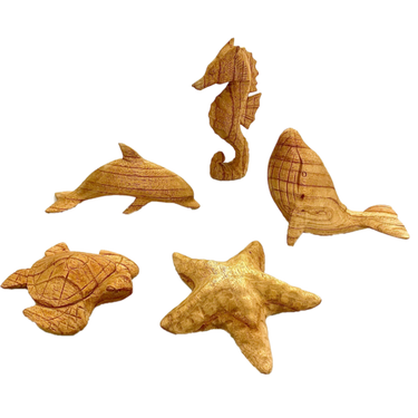 Papoose Toys Papoose Toys Sea Animals Hand Carved 5pc