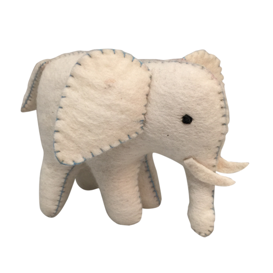 Papoose Toys Papoose Toys White Elephant Blue Stitching