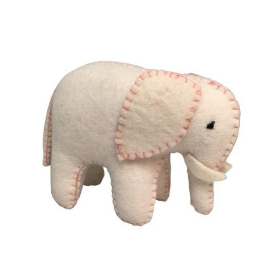 Papoose Toys Papoose Toys White Elephant Pink Stitching