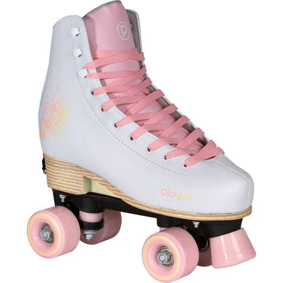 Afbeelding laden in galerijviewer, Playlife Adjustable rolschaatsen junior wit roze maat 39 42
