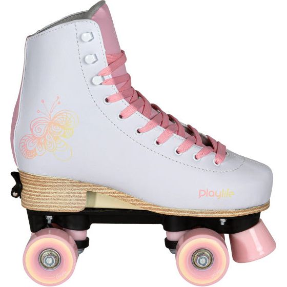 Afbeelding laden in galerijviewer, Playlife Adjustable rolschaatsen junior wit roze maat 39 42
