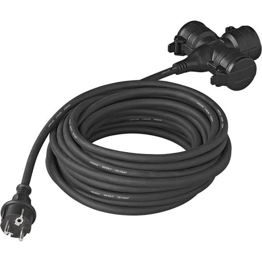 Proplus Verlengkabel Schuko 3-voudig 20 meter 3x1,5mm² zwart