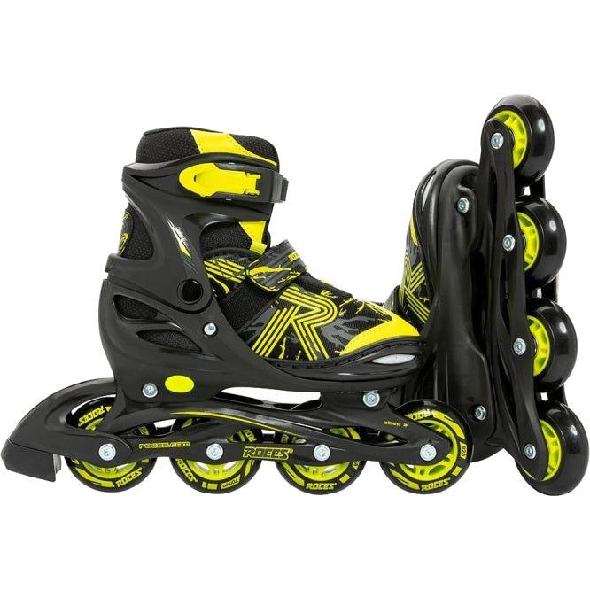 Afbeelding laden in galerijviewer, Roces Inline skates Jokey 3.0 softboot 82A zwart geel maat 26-29

