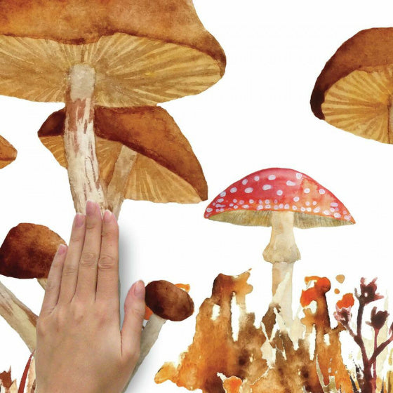 Afbeelding laden in galerijviewer, Roommates Muursticker Mushroom junior 83,51 x 127 cm bruin
