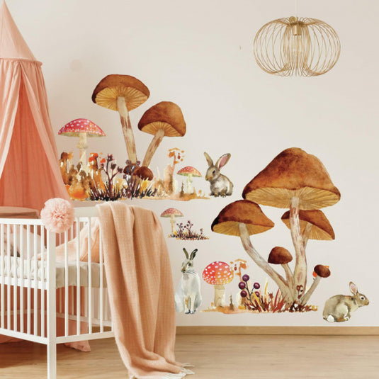 Roommates Muursticker Mushroom junior 83,51 x 127 cm bruin