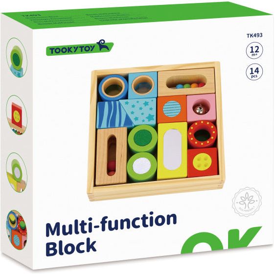 Afbeelding laden in galerijviewer, Tooky toy Multifunctionele Houten Blokken 12 maanden 14-delig
