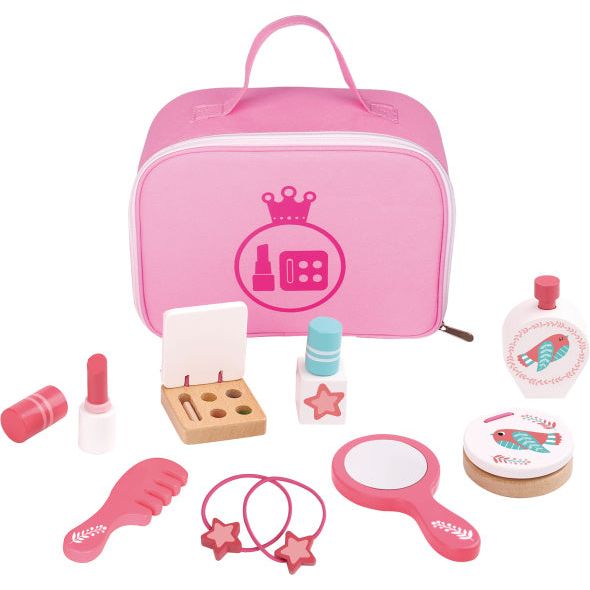 Afbeelding laden in galerijviewer, Tooky toy Houten Make-up Speelset Roze 11-delig
