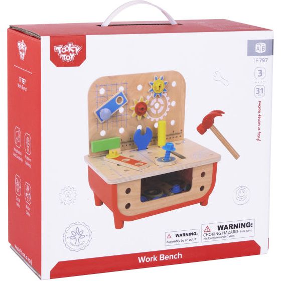 Afbeelding laden in galerijviewer, Tooky toy Educatieve Houten Speelgoed Werkbank 31-delig
