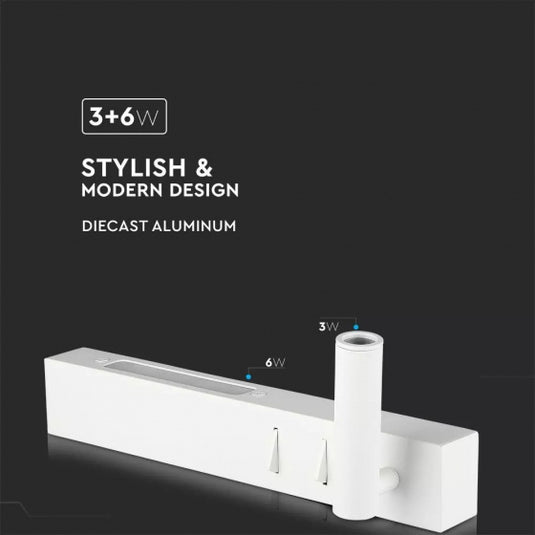V-tac Wandlamp VT-2953 led 30 cm 9W 3000K 680lm wit