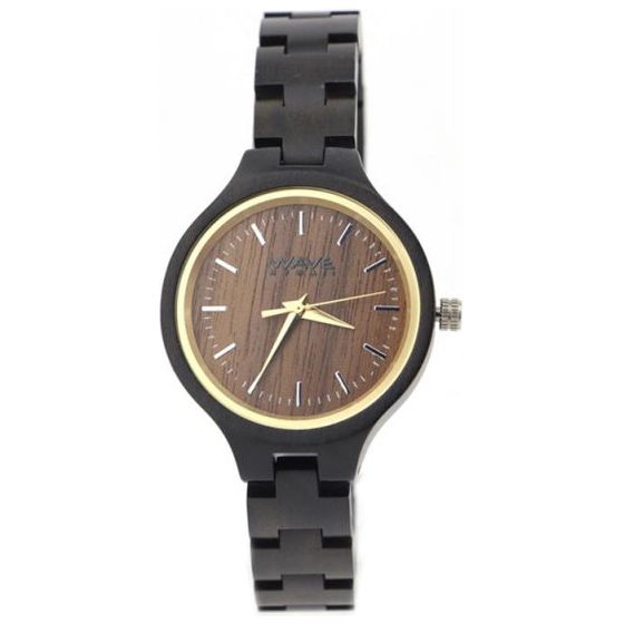 Afbeelding laden in galerijviewer, Wave hawaii Horloge Citizen Miyota dames 3,5 cm hout bruin zwart
