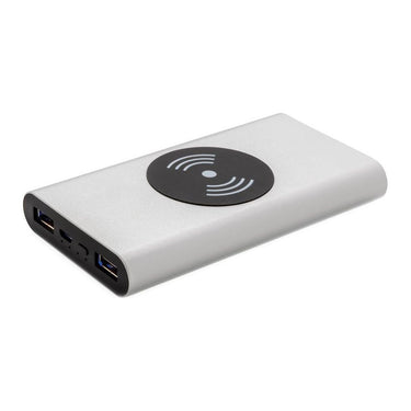Xd collection Powerbank draadloos 10.000 mAh 12,5 cm alu zilver